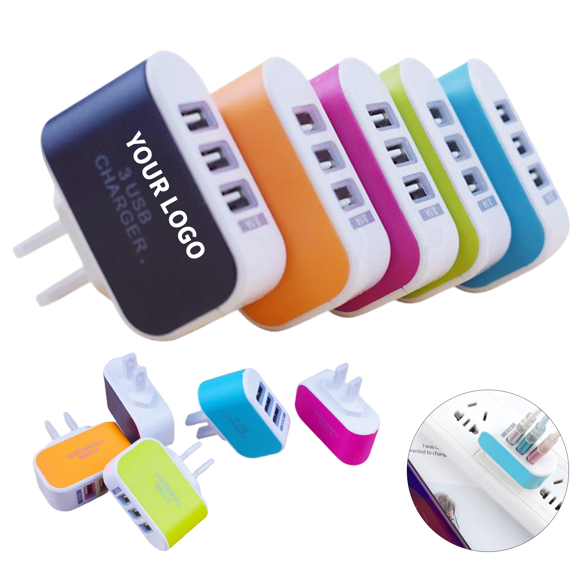 ABS Material Three Port USB Travel Charger Compact Design 1