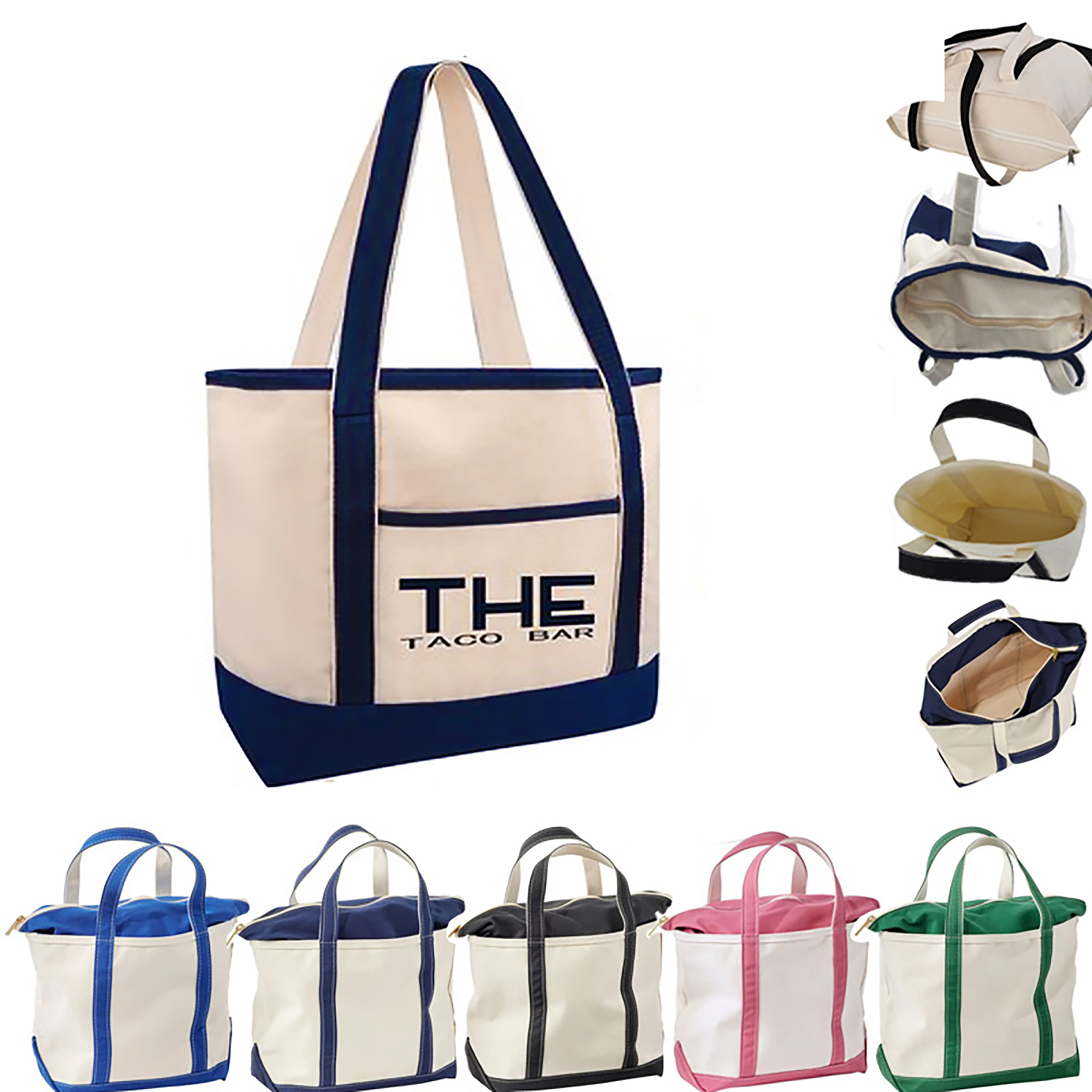 Canvas Tote Bag with Zipper, custom tote bag with logo imprint 5