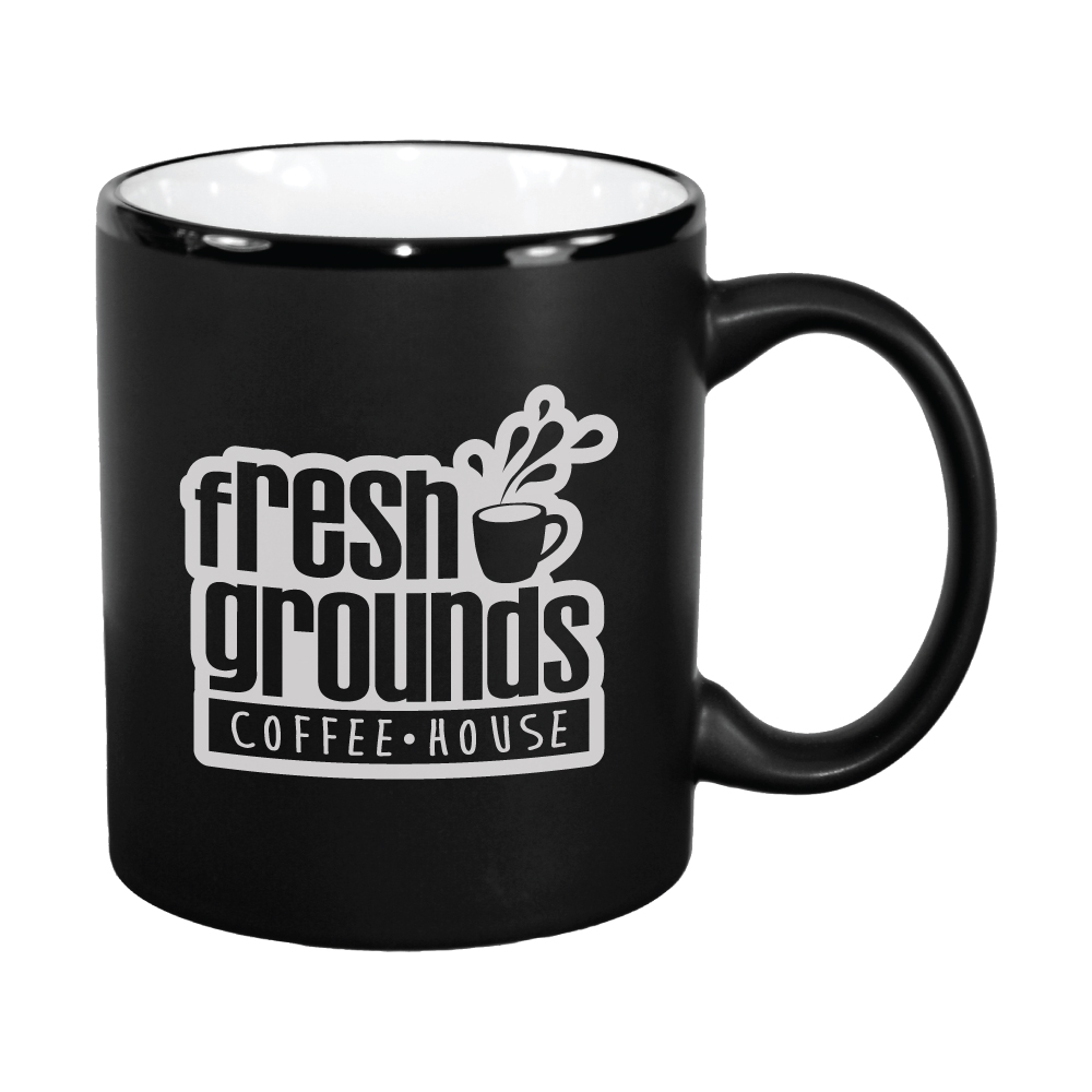 11 oz White In / Matte Black Out Hilo C Handle Mug