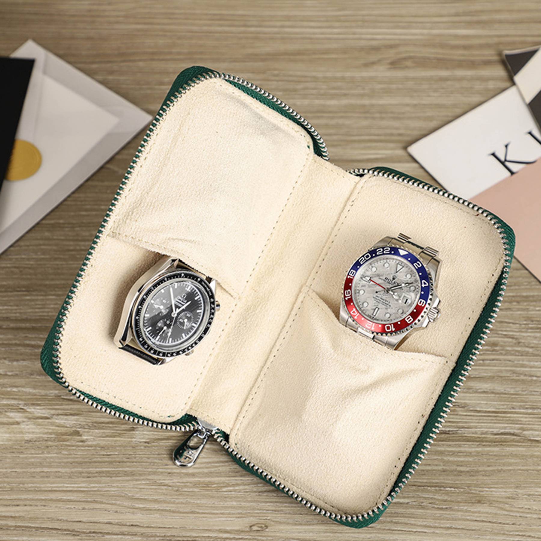 Genuine Leather Portable Watch Storage Travel Cosmetic bag 2