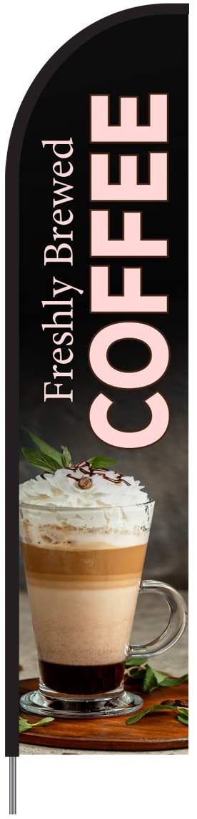 Freshly Brewed Coffee Flag Kit 15' Feet Feather Flag Sign Outdoor Banner 5