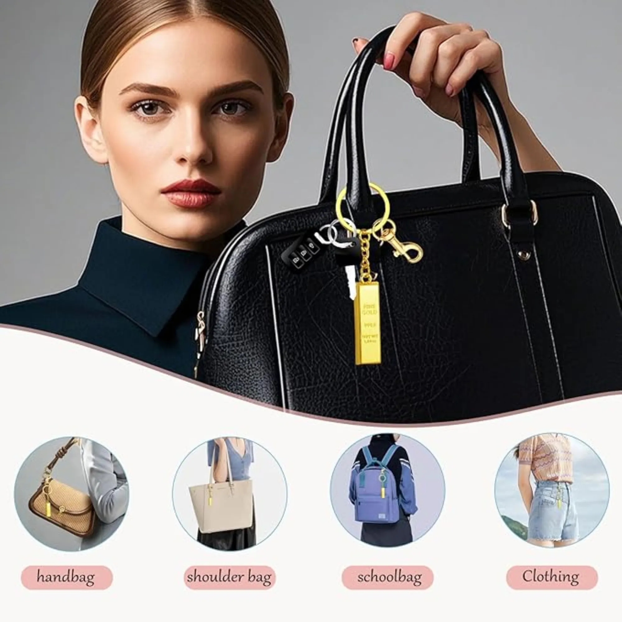 Gold Bar Shaped Fashion Keychain 4