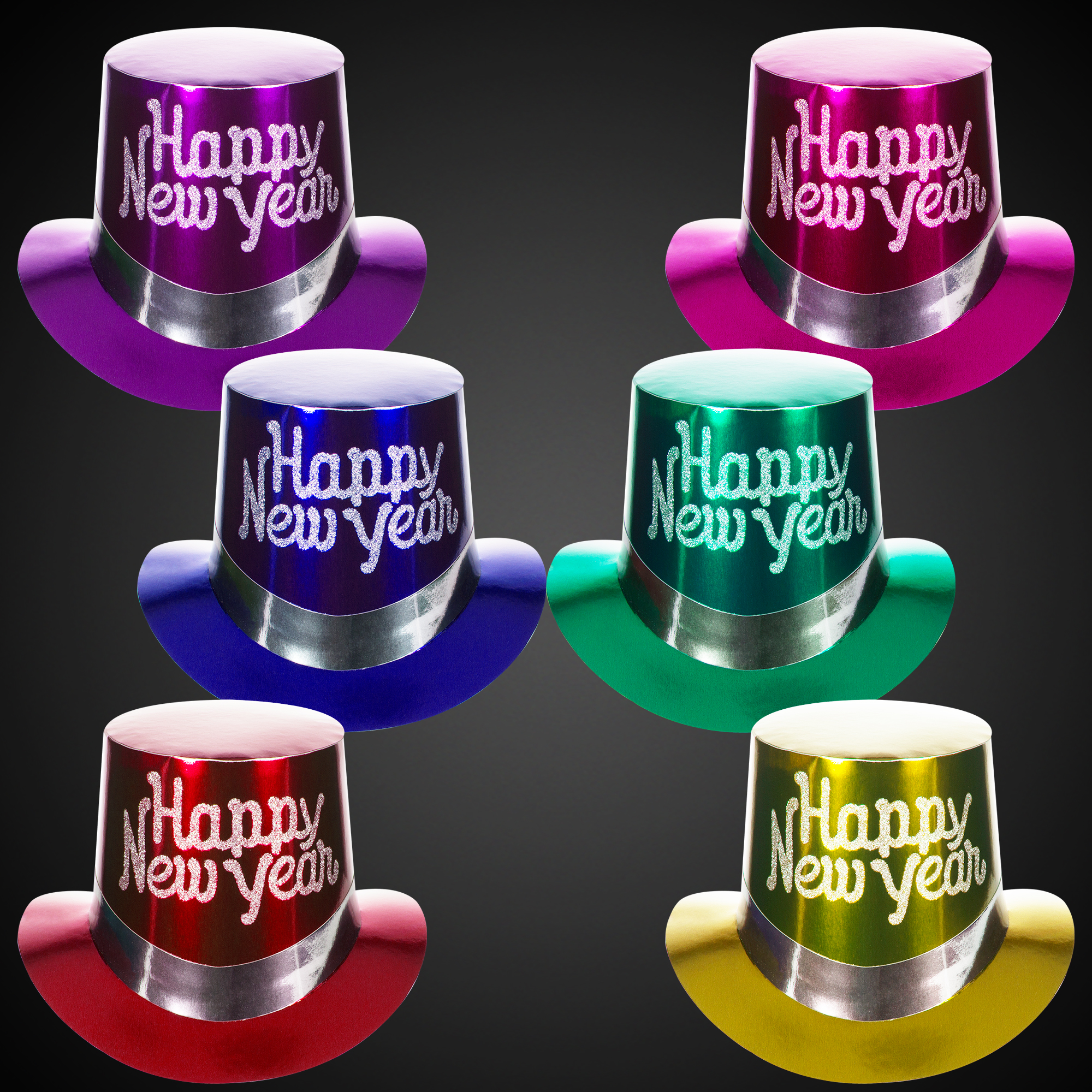 New Years Party Metallic Color Top Hats 1