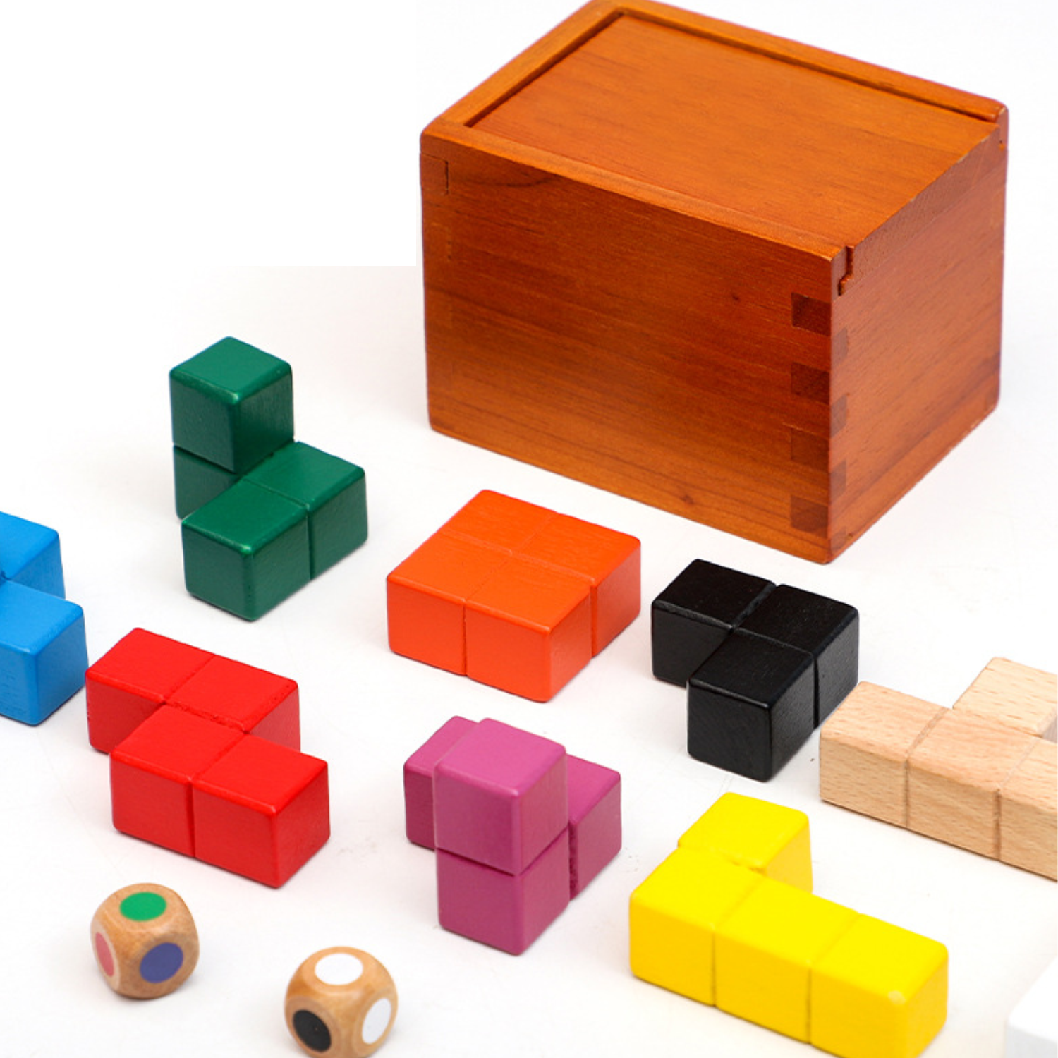 Kids Wooden Cube Puzzle Toy Set w/ Box 5
