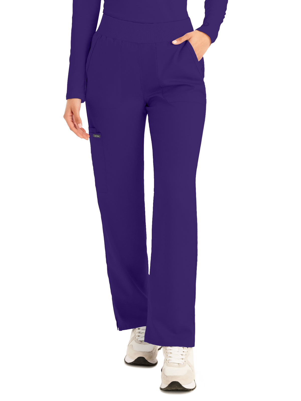 Landau - ProFlex - Women's Five-Pocket Mid-Rise Rib-Knit Elastic Waist Straight Leg Pant 24