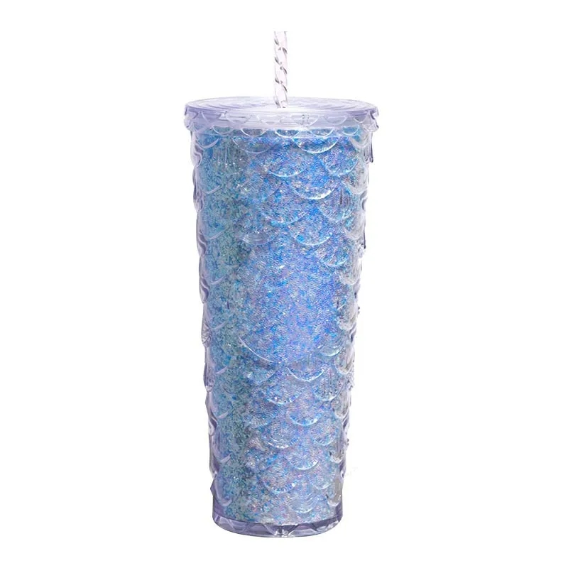 24oz Fish Scales Tumbler With Lids And Straws 6