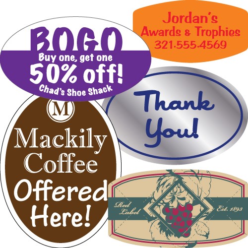 Oval shaped roll paper label 2