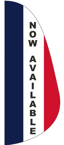 "NOW AVAILABLE" 3' x 8' Message Feather Flag 1