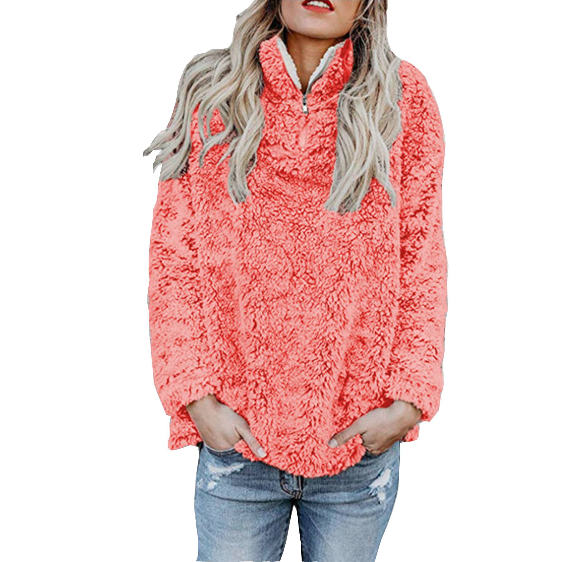 Women's Zipper High Collar Long Sleeve Wool Coat 3