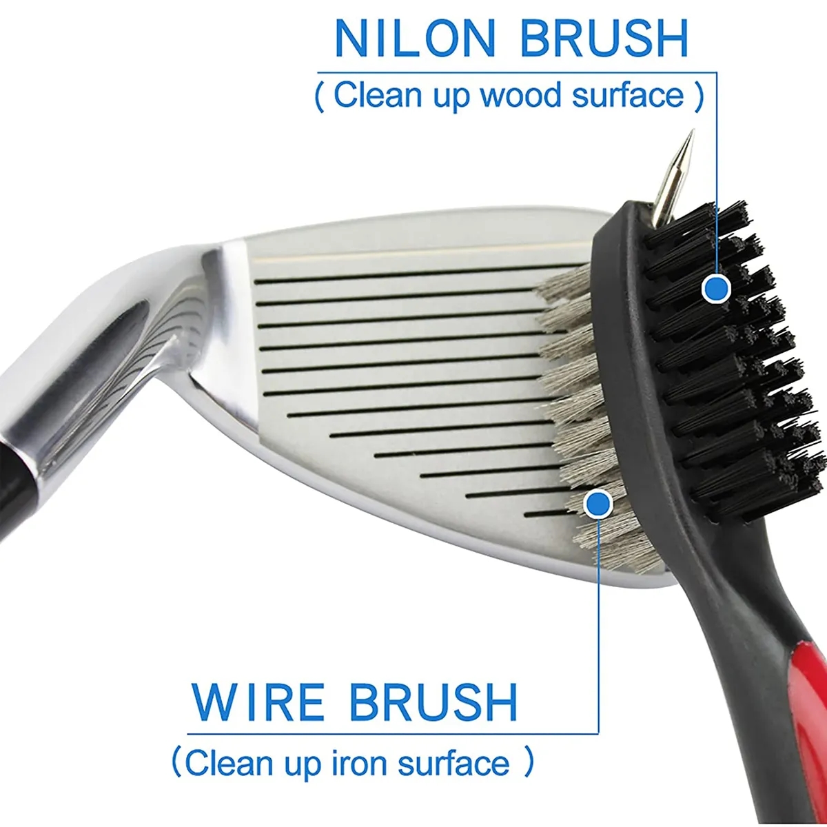 Golf Club Cleaning Brush with Retractable Aluminum Carabiner 4