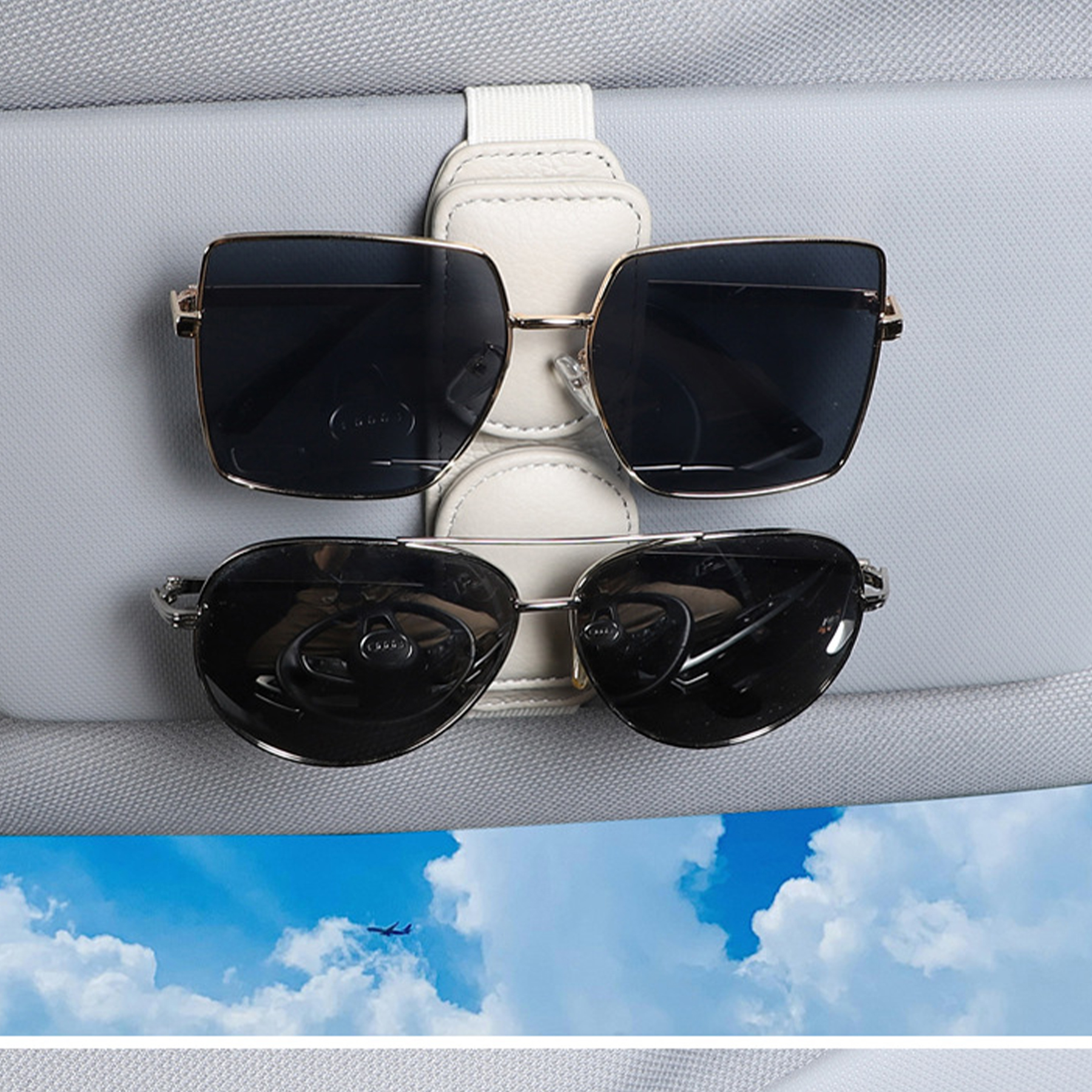 Genuine Leather Sun Visor Glasses Storage Bracket 7