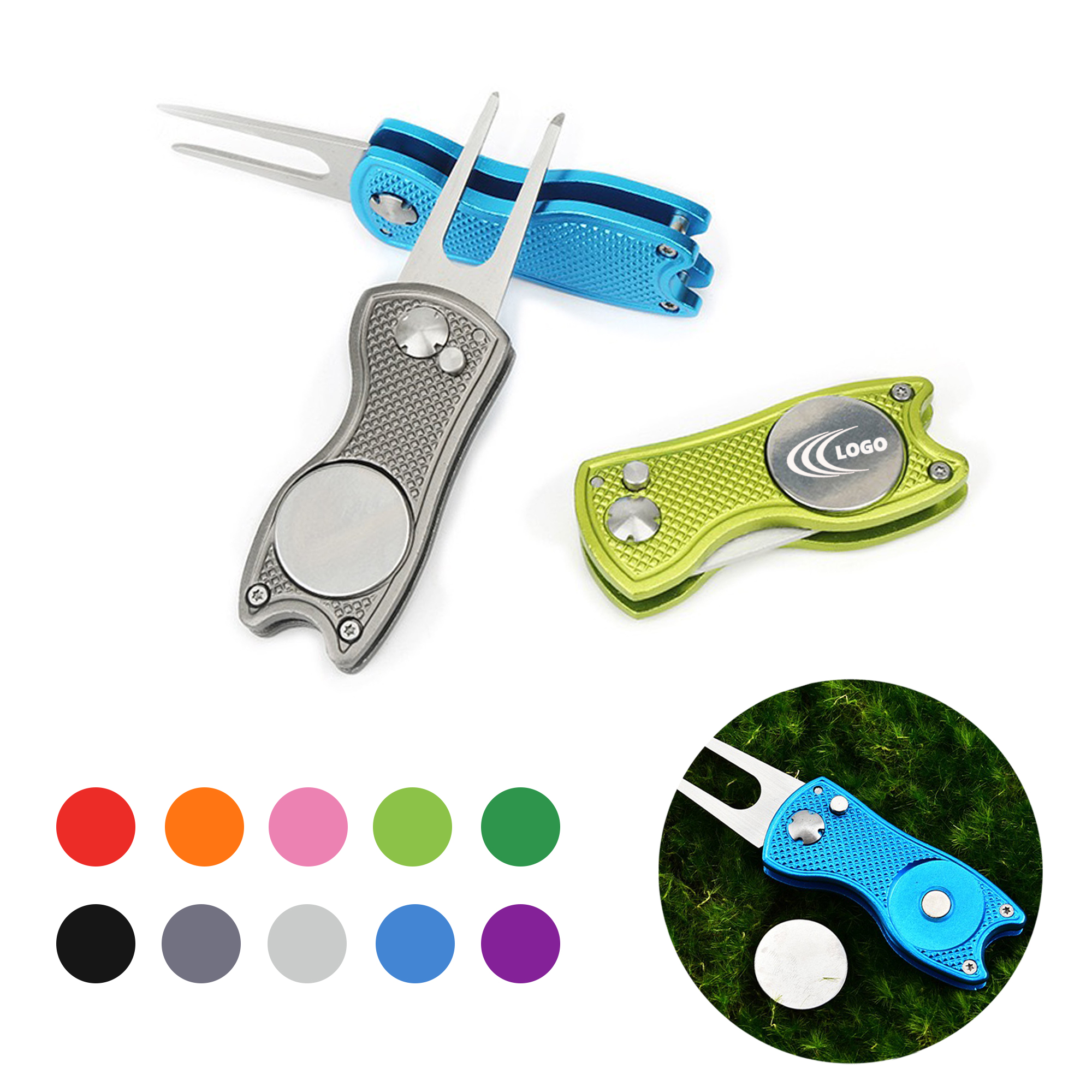 Foldable Metal Golf Divot Repair Tool 2