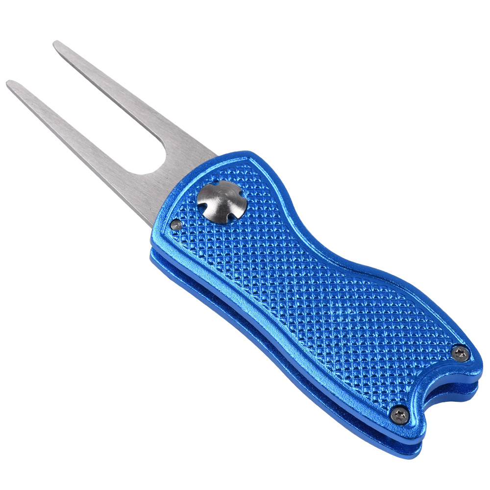 Aluminum Alloy Foldable Golf Divot Tool W/ Metal Prongs And Magnetic Ball Marker 2