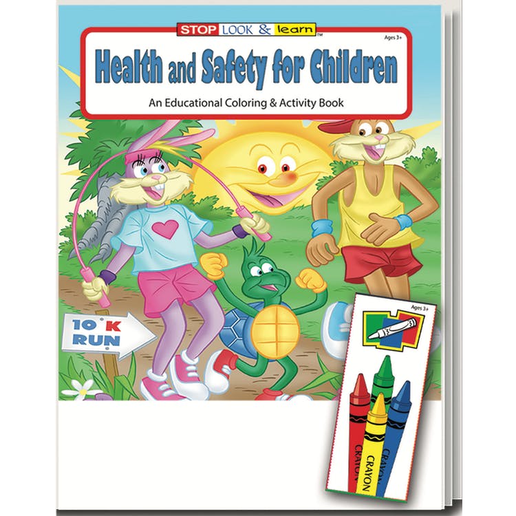 Health and Safety for Children Coloring Book Sets - 4 Pack Crayons Ages 3-11