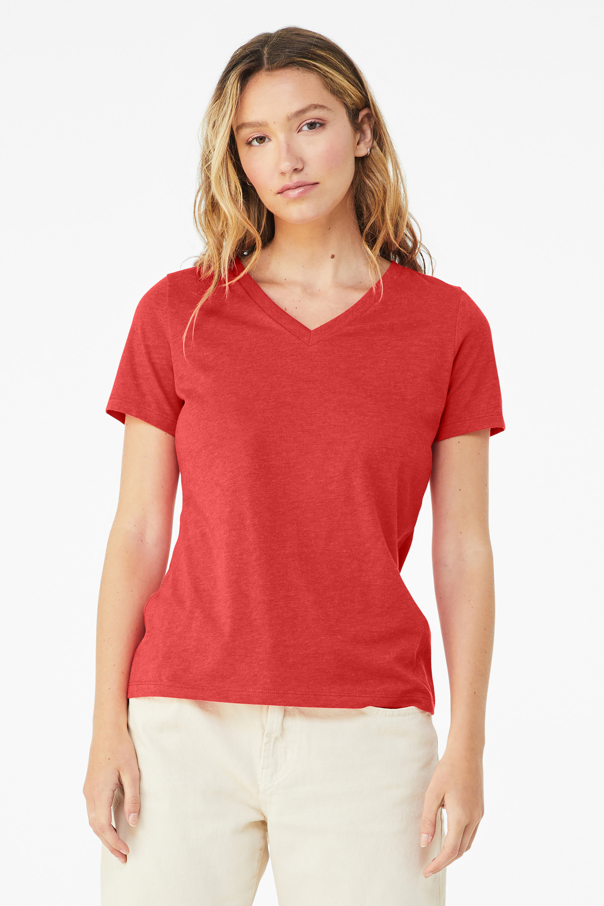 BELLA+CANVAS Women's Relaxed Heather CVC V-Neck Tee BC6405CVC 41
