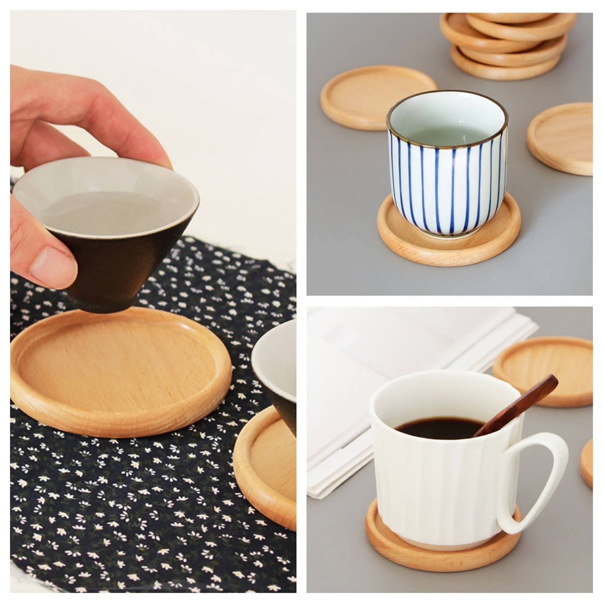 Custom Logo Wooden Round Coasters 3