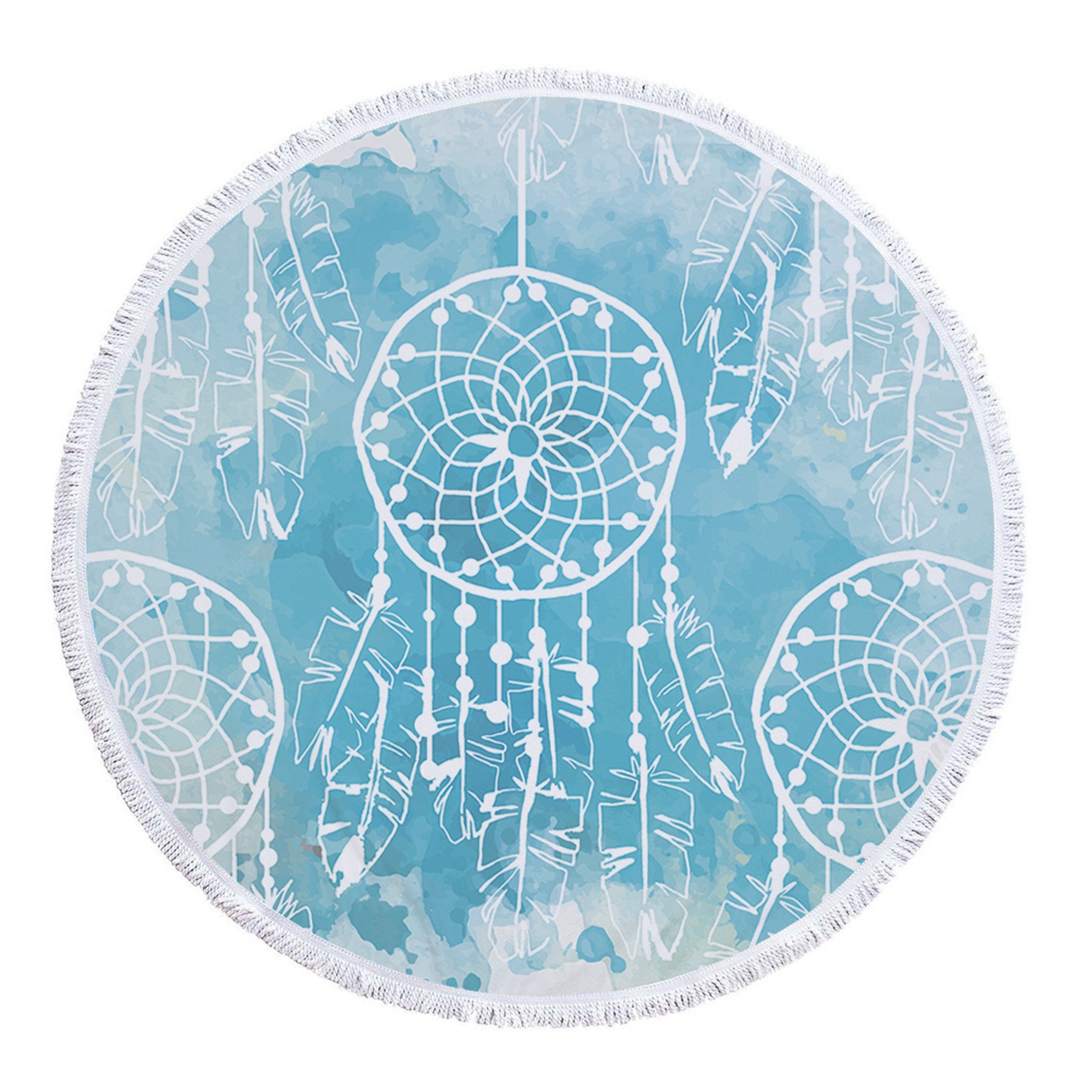 Dreamcatcher Printing Round Beach Towel With Tassels 4