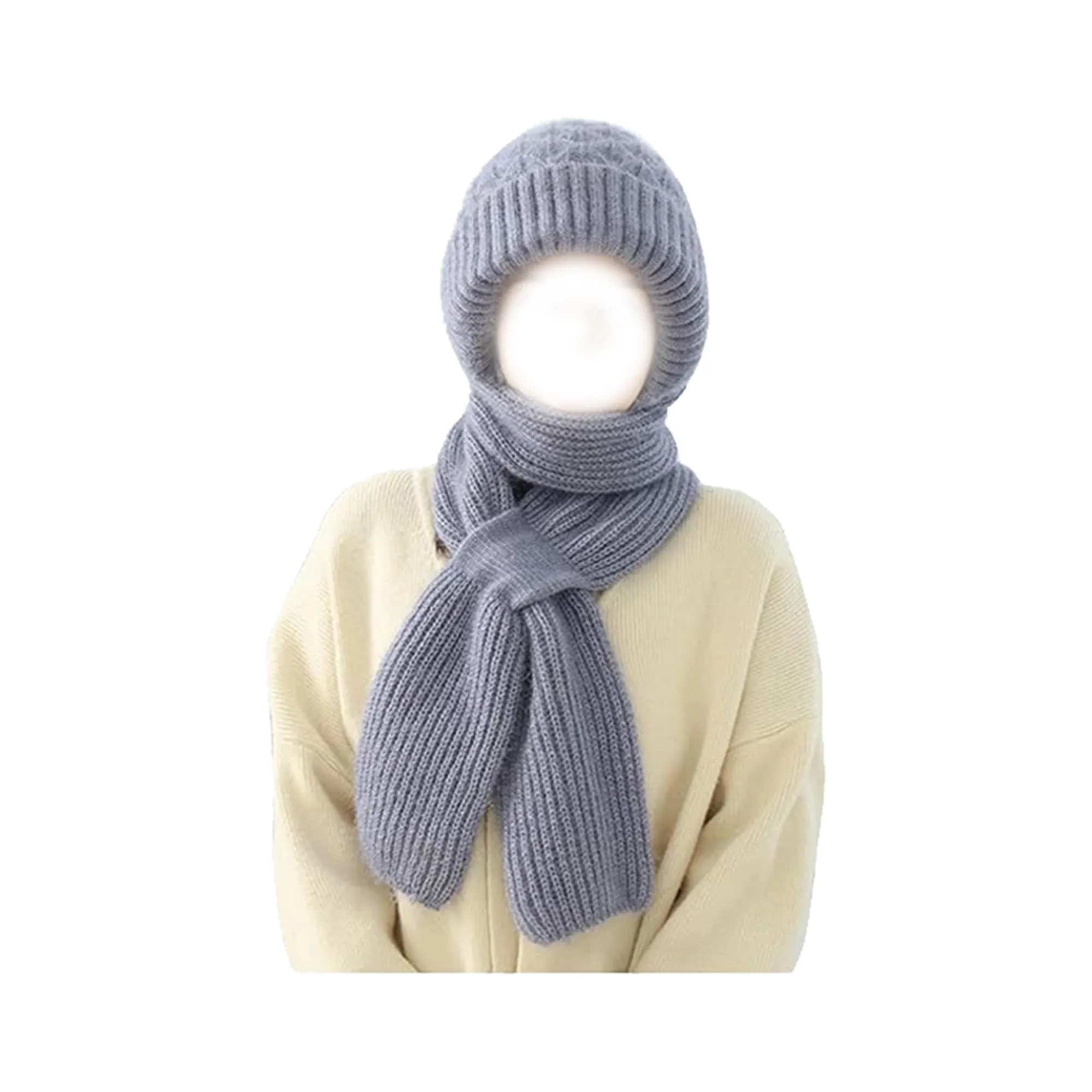 2 In 1 Crochet Warm Scarf Cap Knit Hooded 2