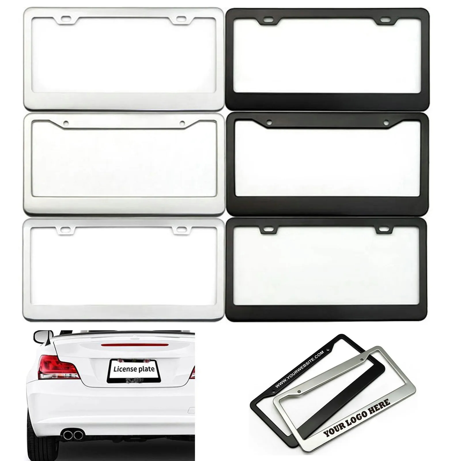 Chrome ABS Plastic License Plate Frame With Logo Imprinted 2