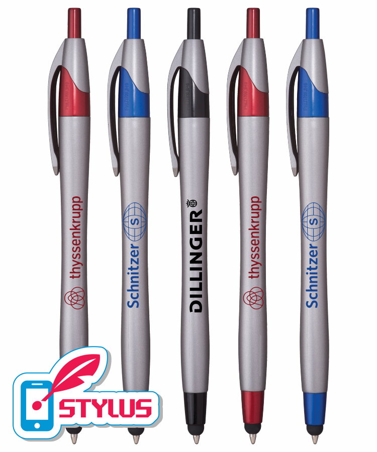 Steel Colored "Elegant" Stylus Click Pen 1