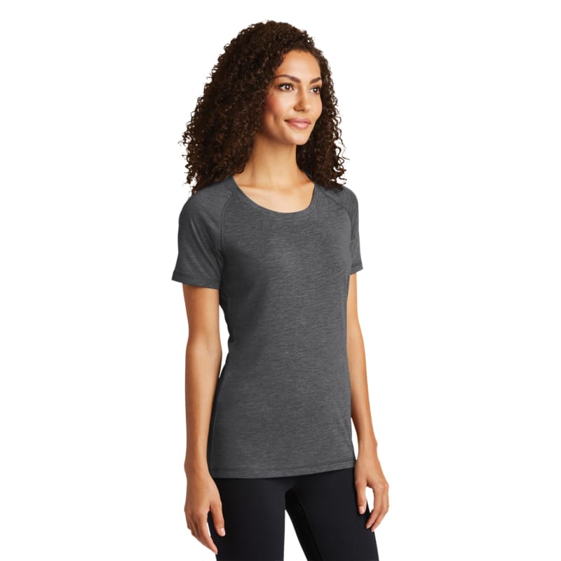 Sport-Tek Women's PosiCharge Tri-Blend Wicking Scoop Neck Raglan Tee. 51