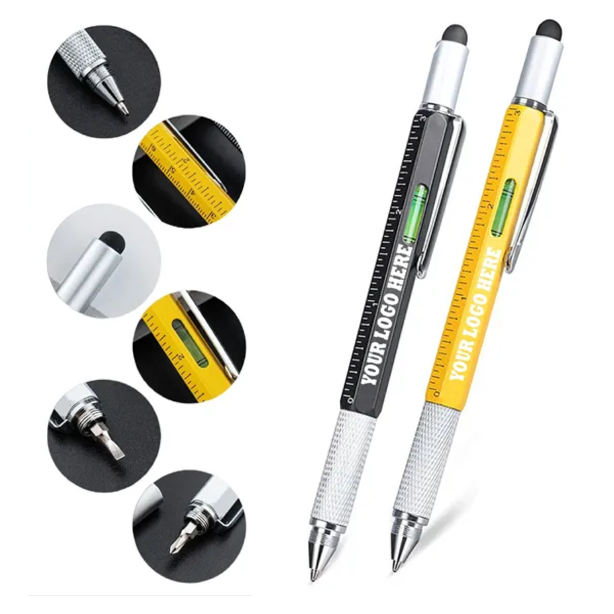 MOQ 50 Metal 6-in-1 Touch Ballpoint Pen, custom pen with logo imprint 2