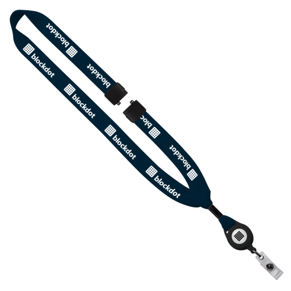 3/4" Cotton Lanyard with Metal Crimp & Retractable Badge Reel 160