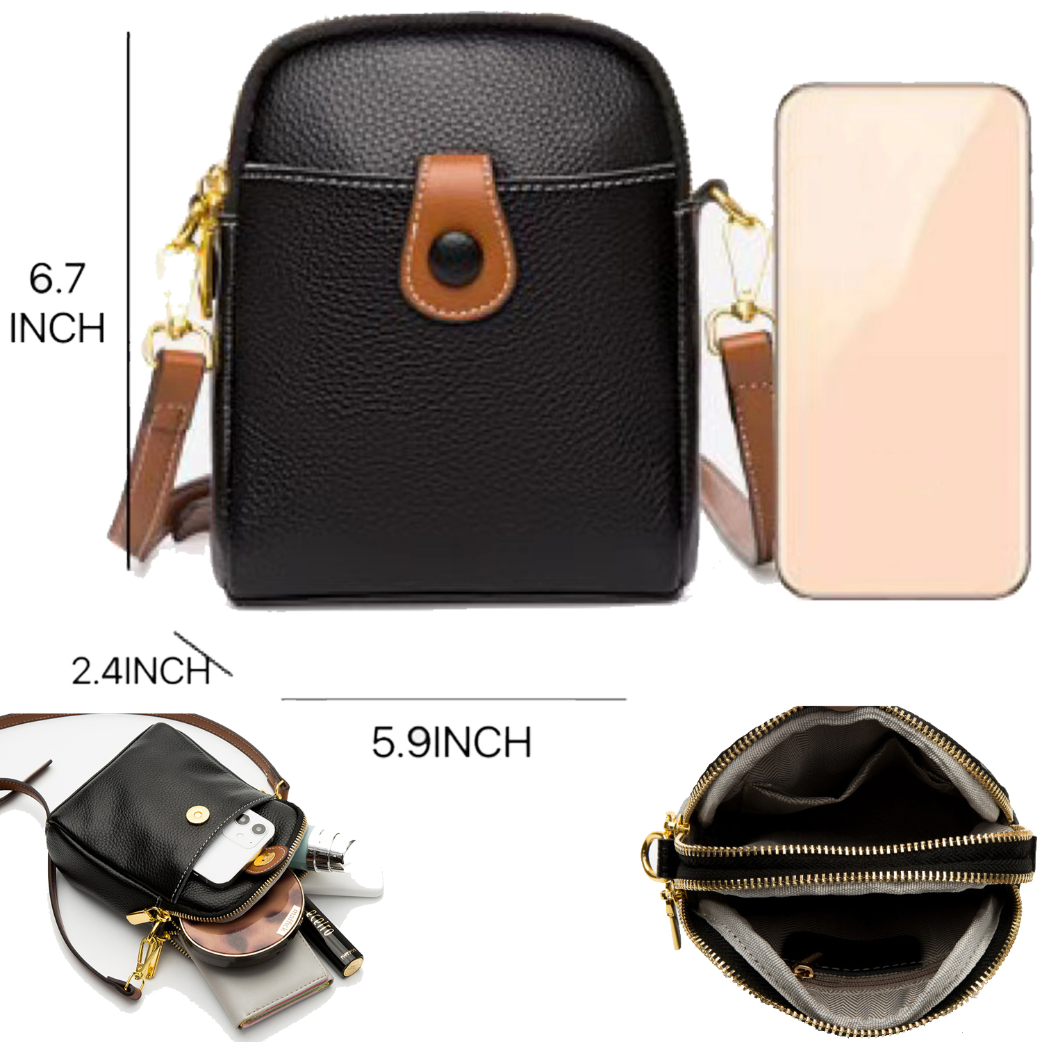 Genuine Leather Small Crossbody Cell Phone for Women Purses 5