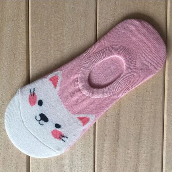 5 Pairs/Lot Women's Candy Color Cartoon Pattern Socks 2