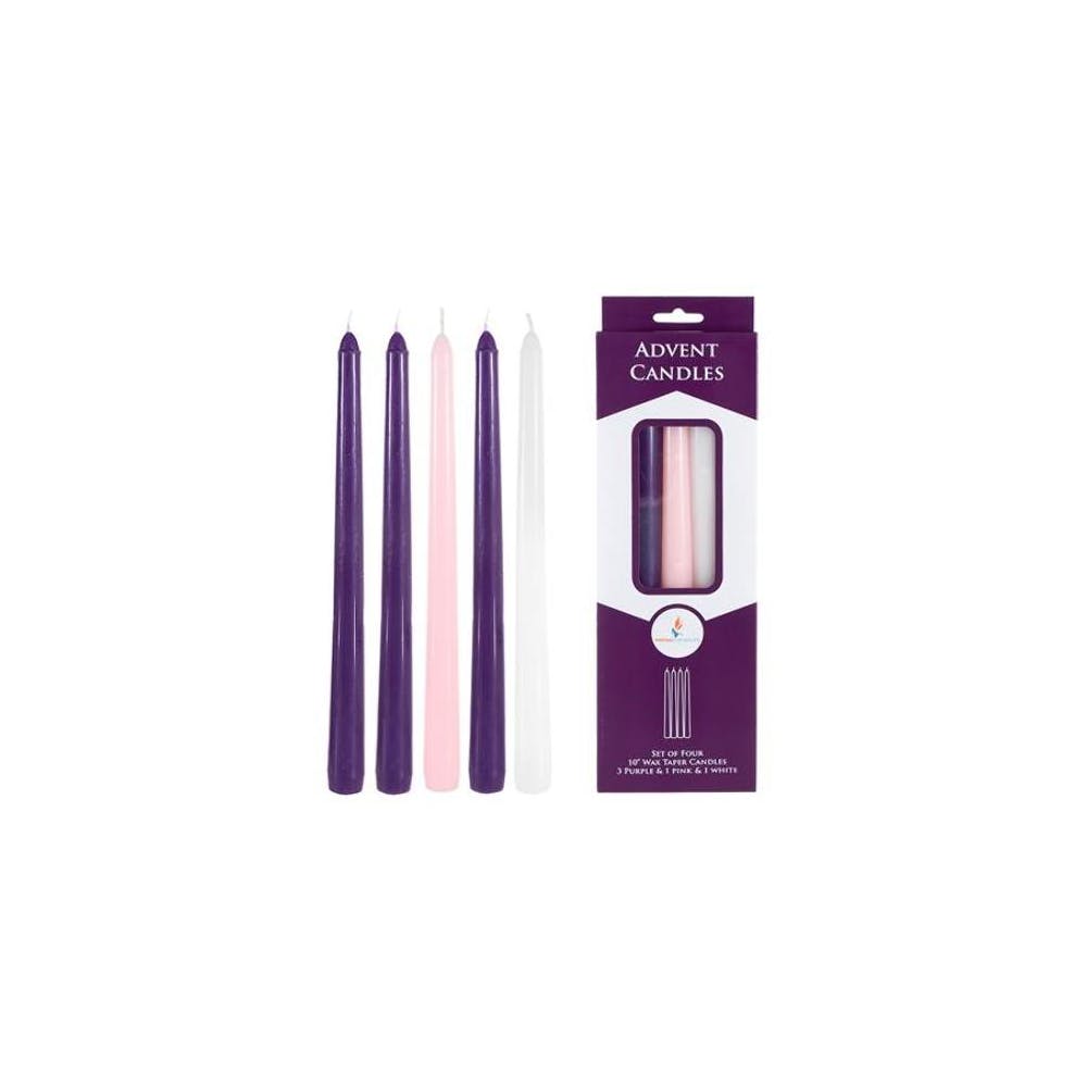 10" Advent Taper Candles - Unscented 5 Pack 1