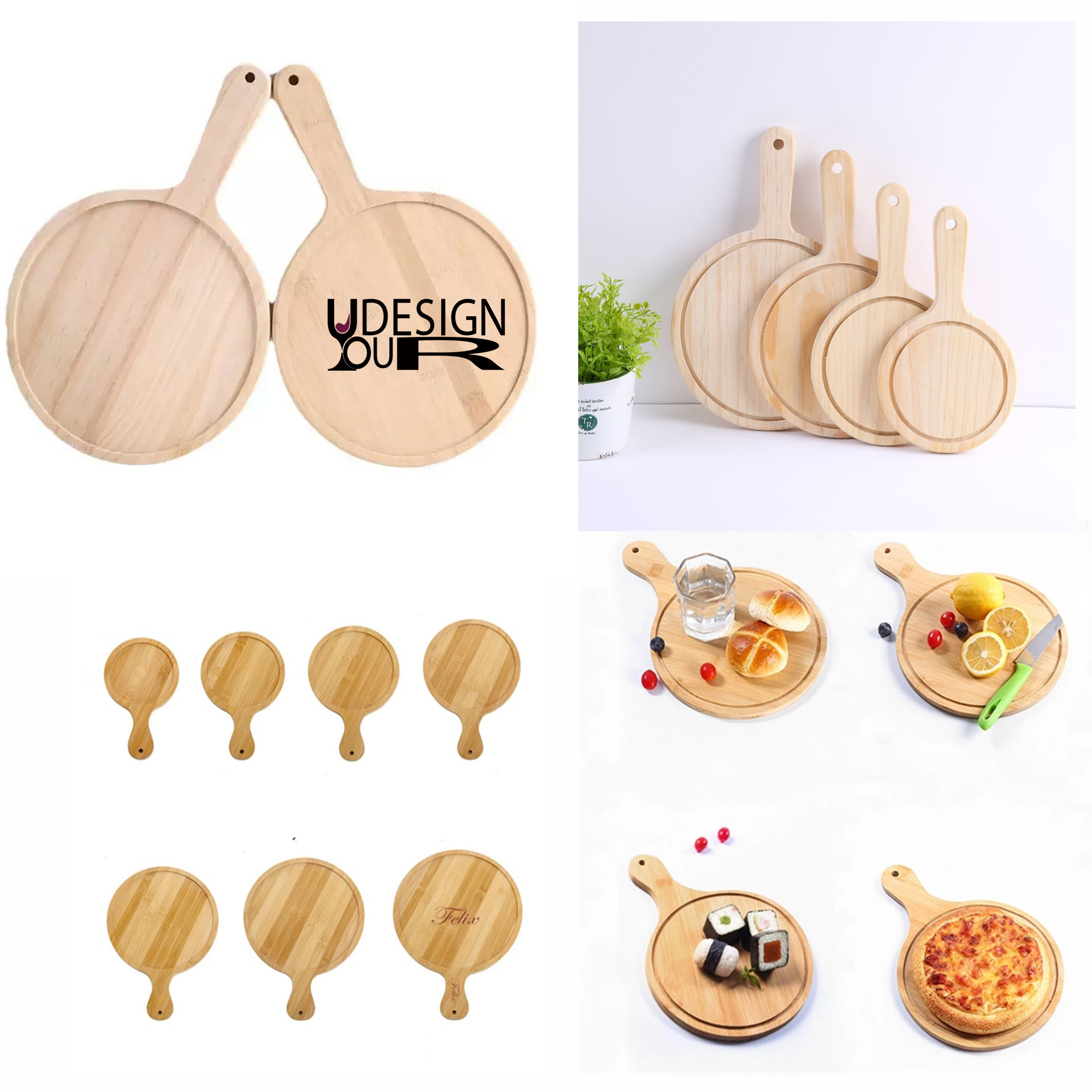 9" Thick Wooden Pizza Board MOQ 10pcs 4