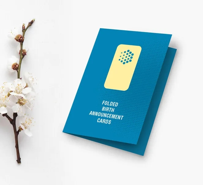 Folded Birth Announcement Cards (7" x 5" Folds to 3.5" x 5") 2