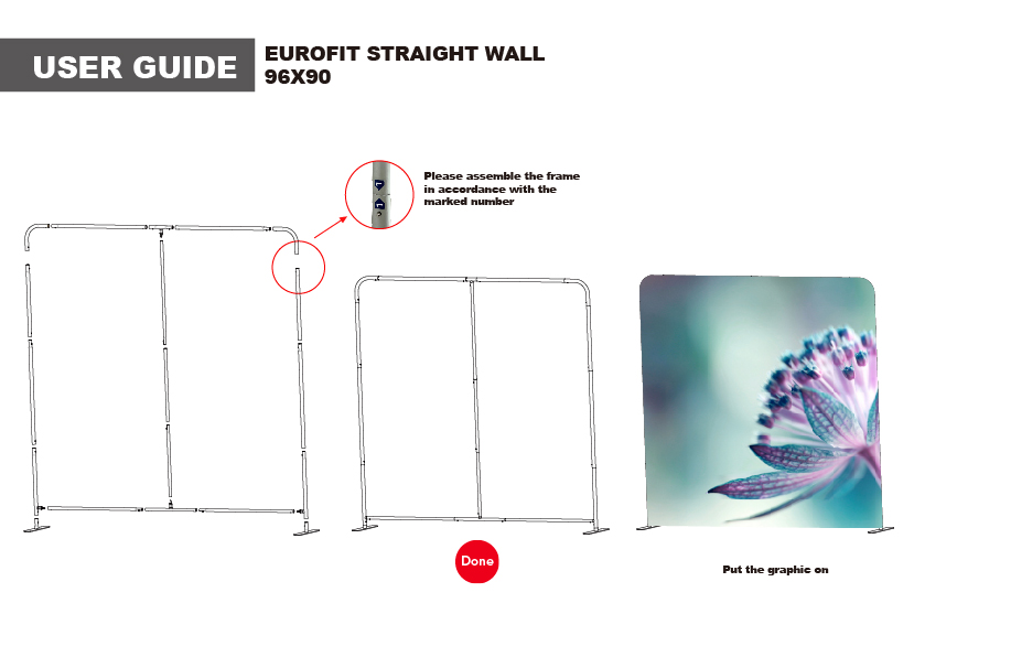 8'W x 8'H EuroFit Straight Wall Hardware Only, Frame and Carry Case. Graphics are not included 10