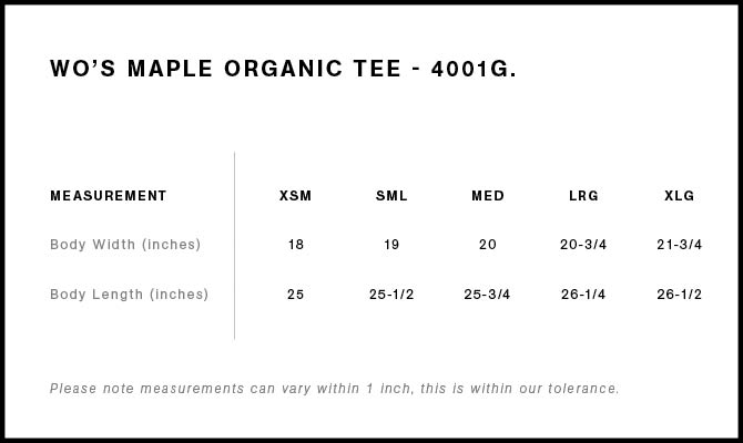 Wo's Maple Organic Tee | 4001G 17