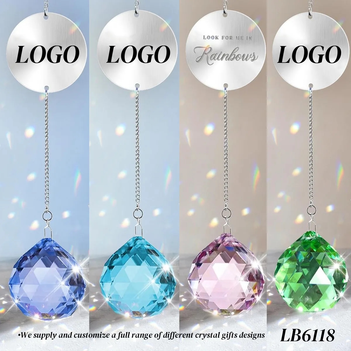 Custom Crystal Ball Christmas Ornaments Prism Suncatcher 5