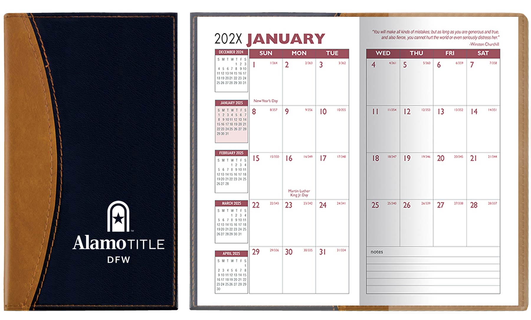 Normandy 2 Tone Soft Vinyl Monthly Planner / 2 Color Insert 1