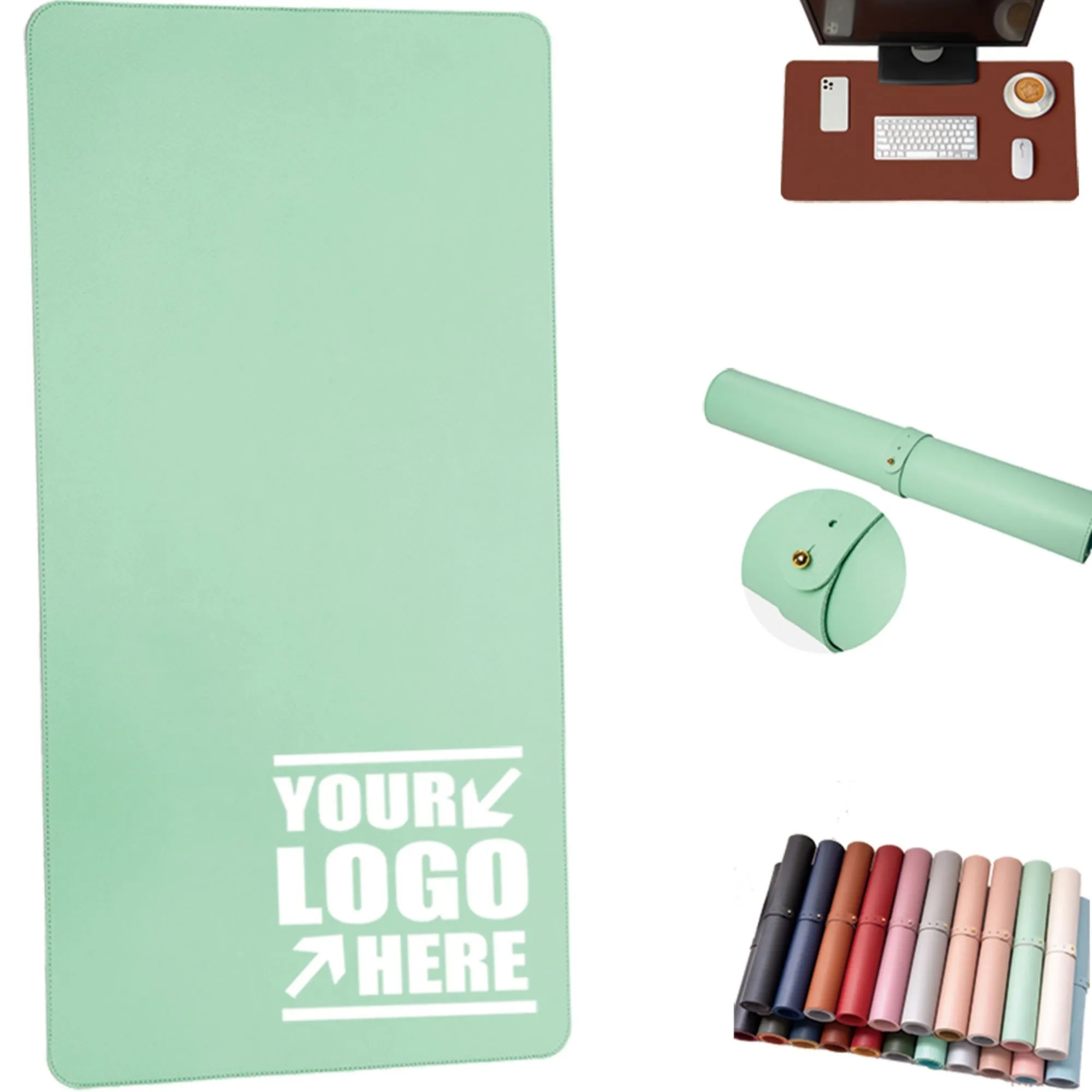 Double Sided Larger Colorful PU Mouse Pad With Storage Belt 1