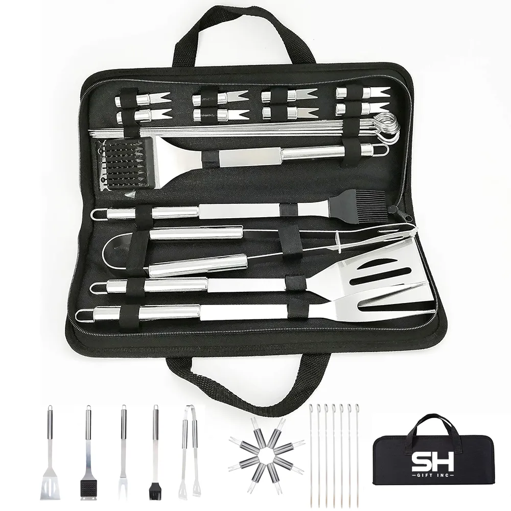 Stainless Steel BBQ Grill Tool Kit with Carrying Bag 20pcs 6