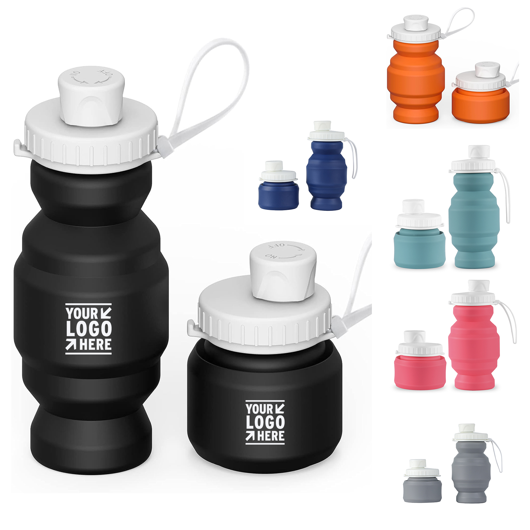 10.8OZ BPA Free Reusable Silicone Foldable Portable Leakproof Collapsible Water Coffee Bottle 2