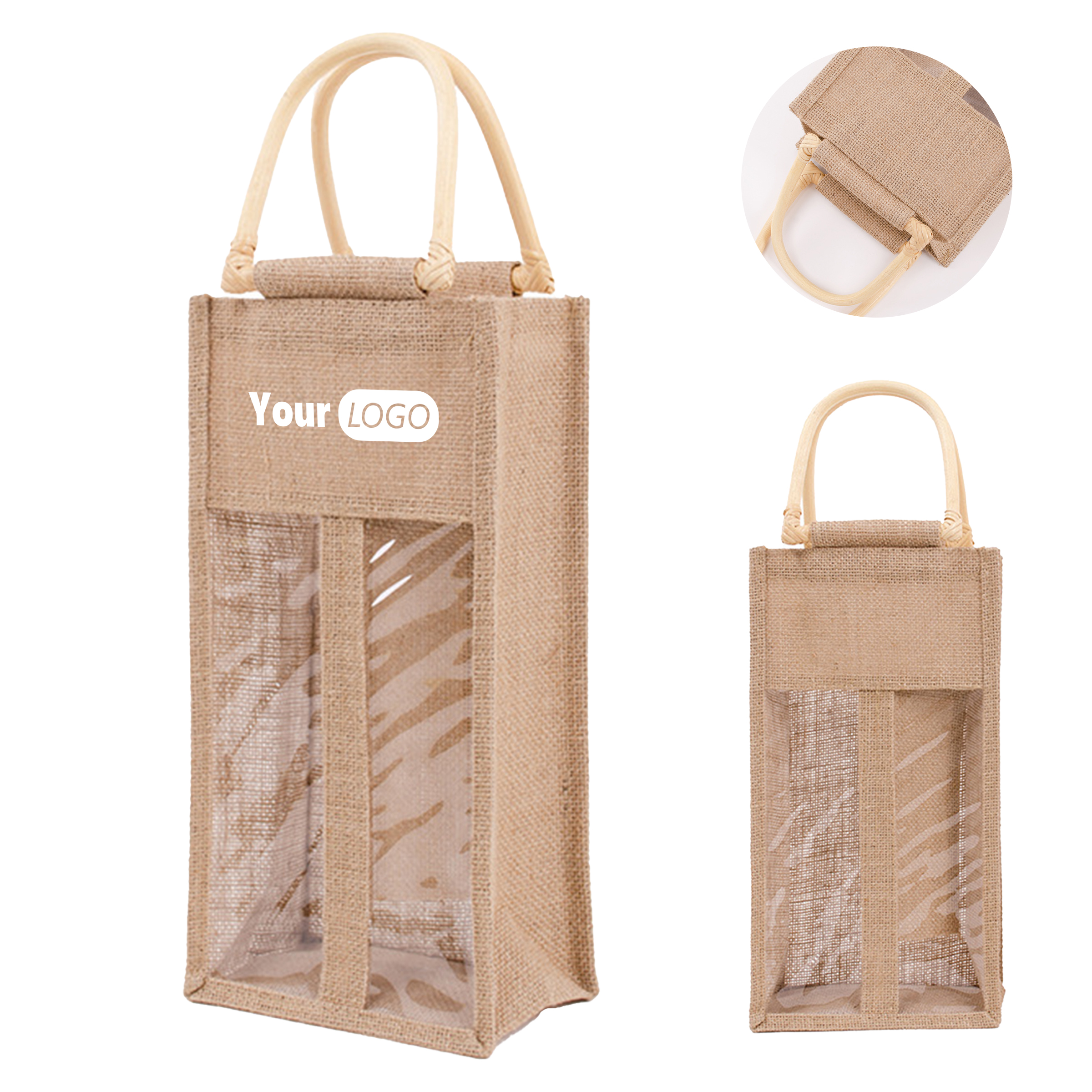 Jute Vintage Red Wine Tote Bag 1