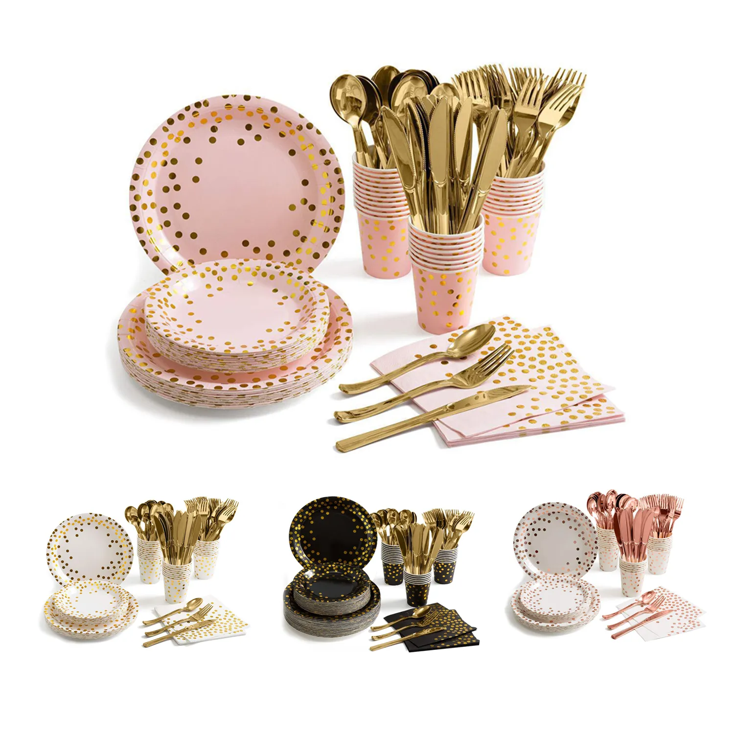 80 Pieces Black and Gold Party Supplies 3