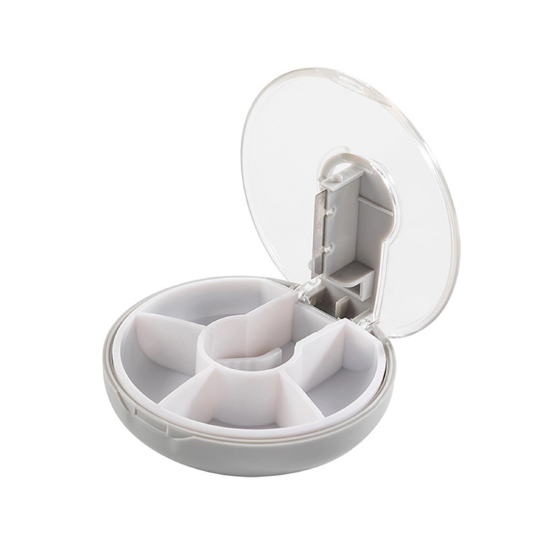 Round Four-compartment Pill Box with Cutter 7