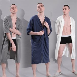Unisex Zipper Front Nightdress Lightweight Waffle Bathrobe 4