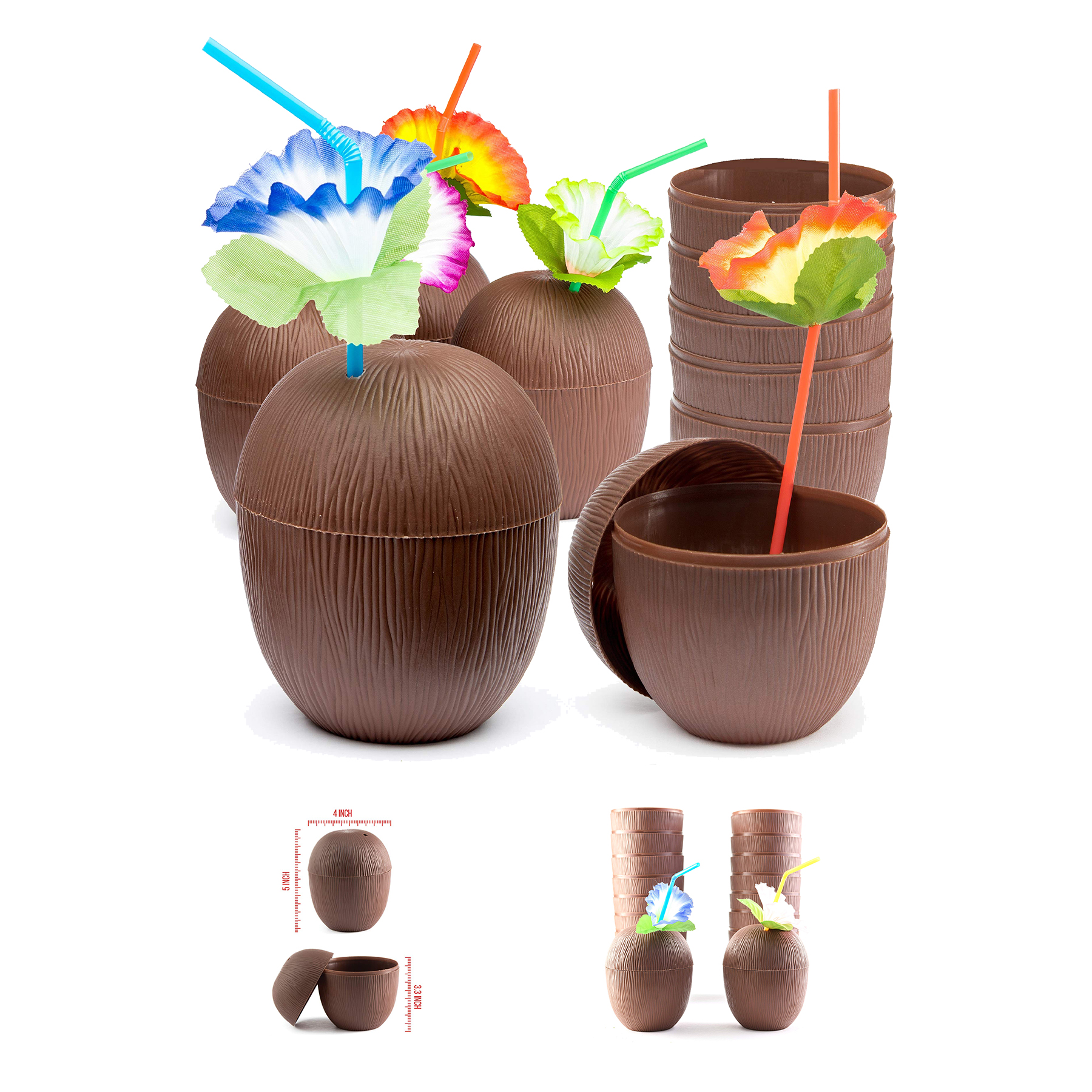Coconut Cups with Flower Straws 2