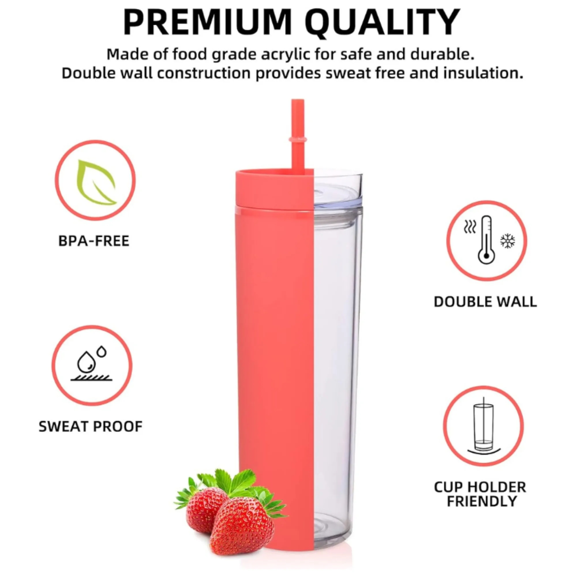 16oz Double Layer Plastic Straw Cup 3