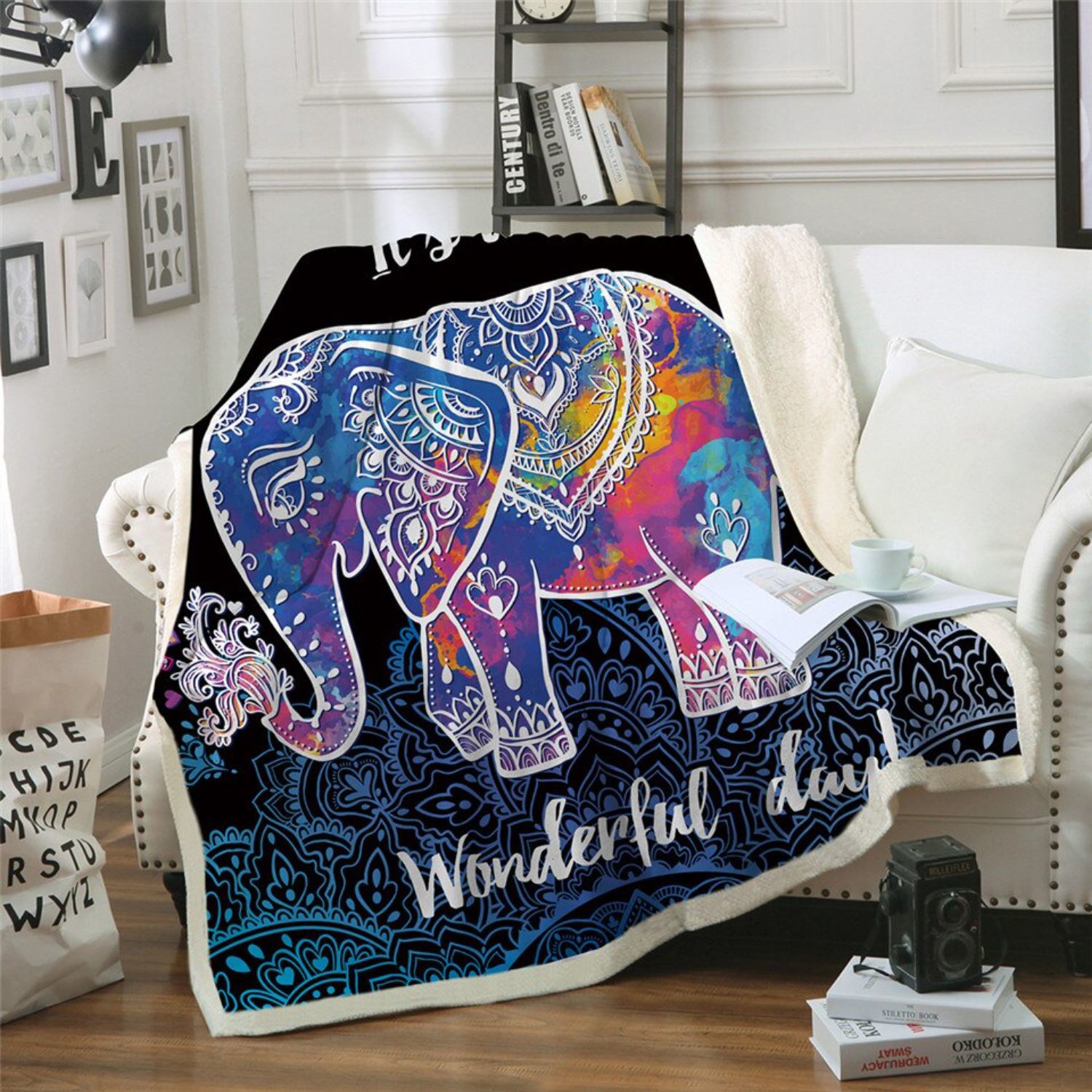 50" x 60" Hooded Crystal Velvet Sherpa Sublimation Cloak Blanket 1