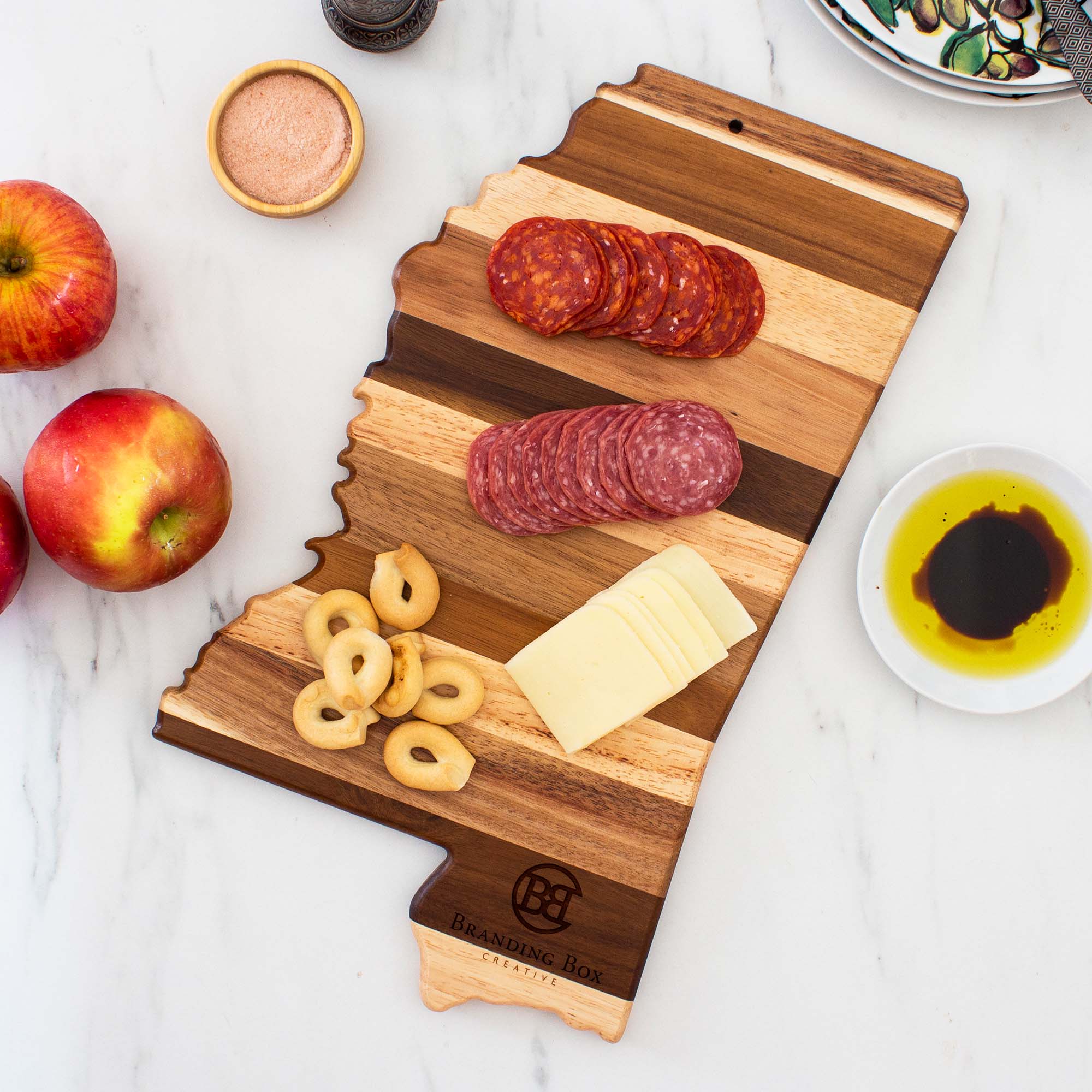 Rock & Branch® Shiplap Series Mississippi State Shaped Wood Serving and Cutting Board 6