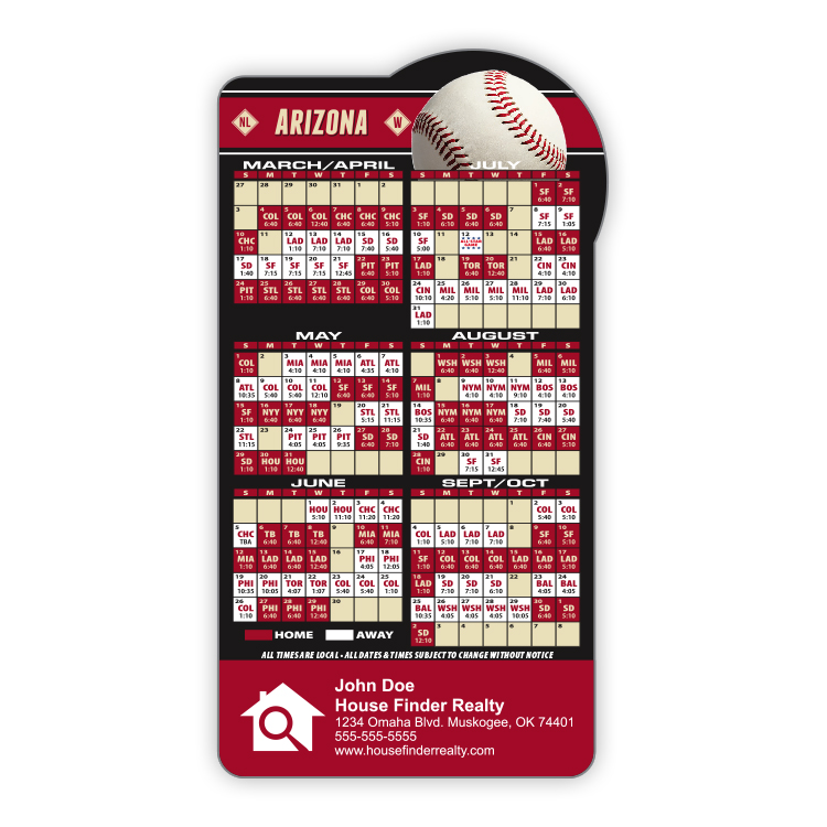 Magnet Sport Schedules - Baseball Shape (3.875x7.25) - 20 mil. 3