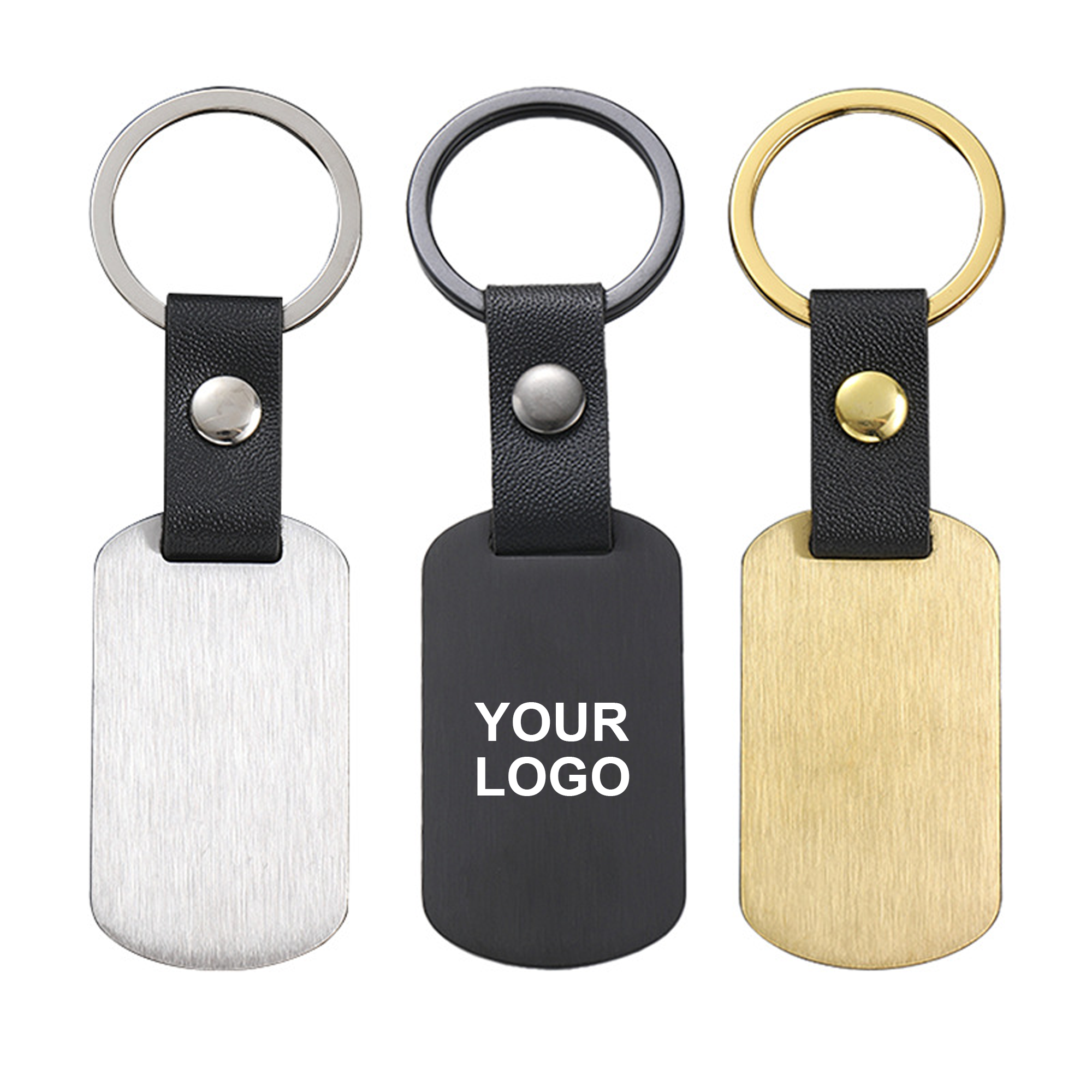 Fashion Metal Leather Keychain With Customizable Logo 2
