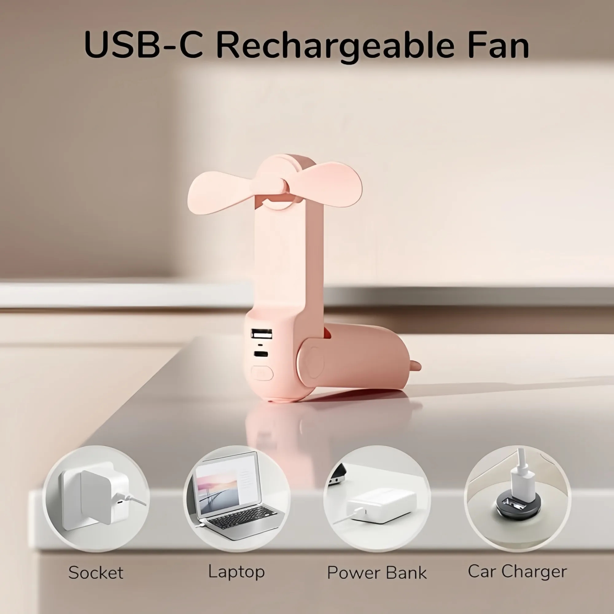 Portable Foldable Mini Fan & Charger Combo 7